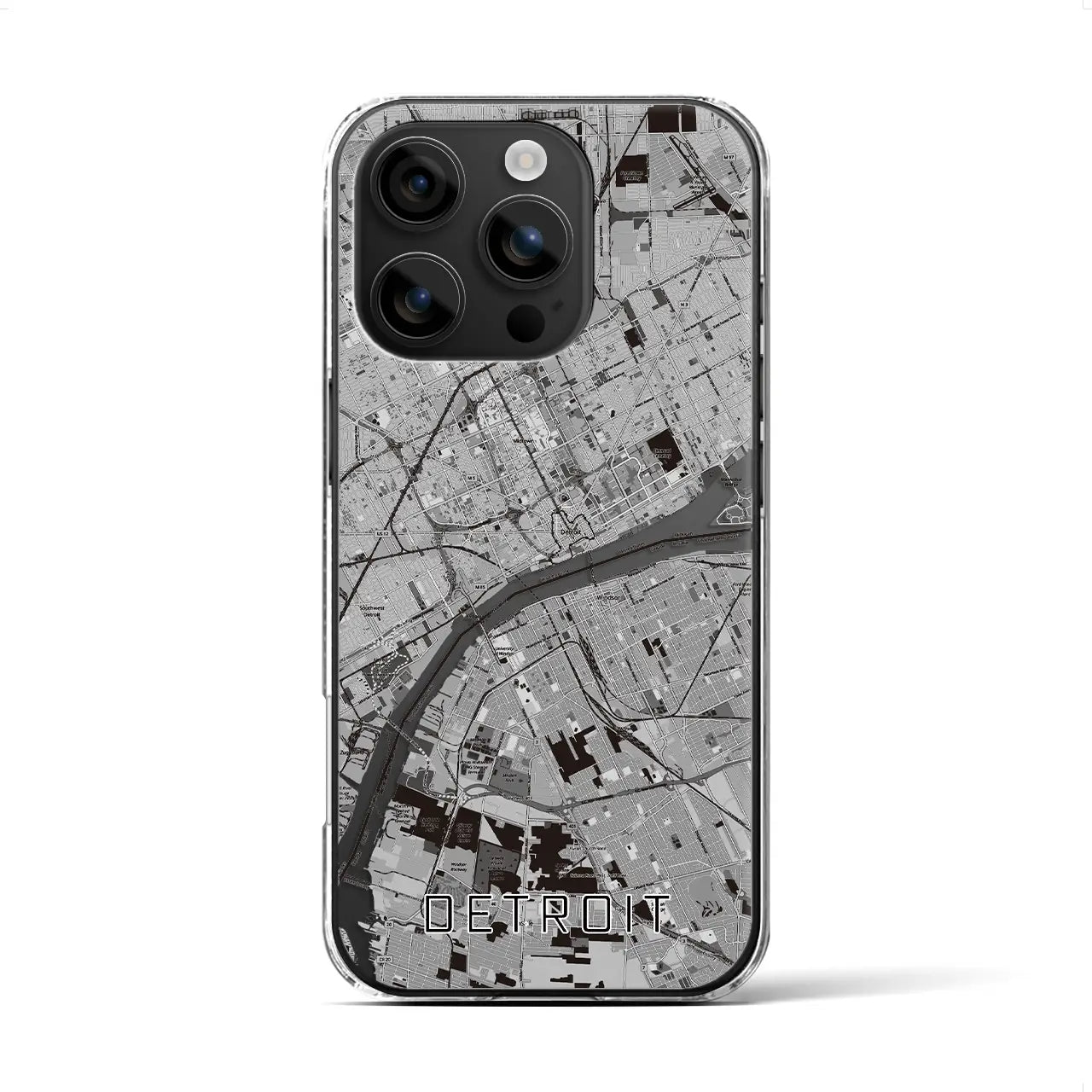 【デトロイト（アメリカ）】地図柄iPhoneケース（クリアタイプ）