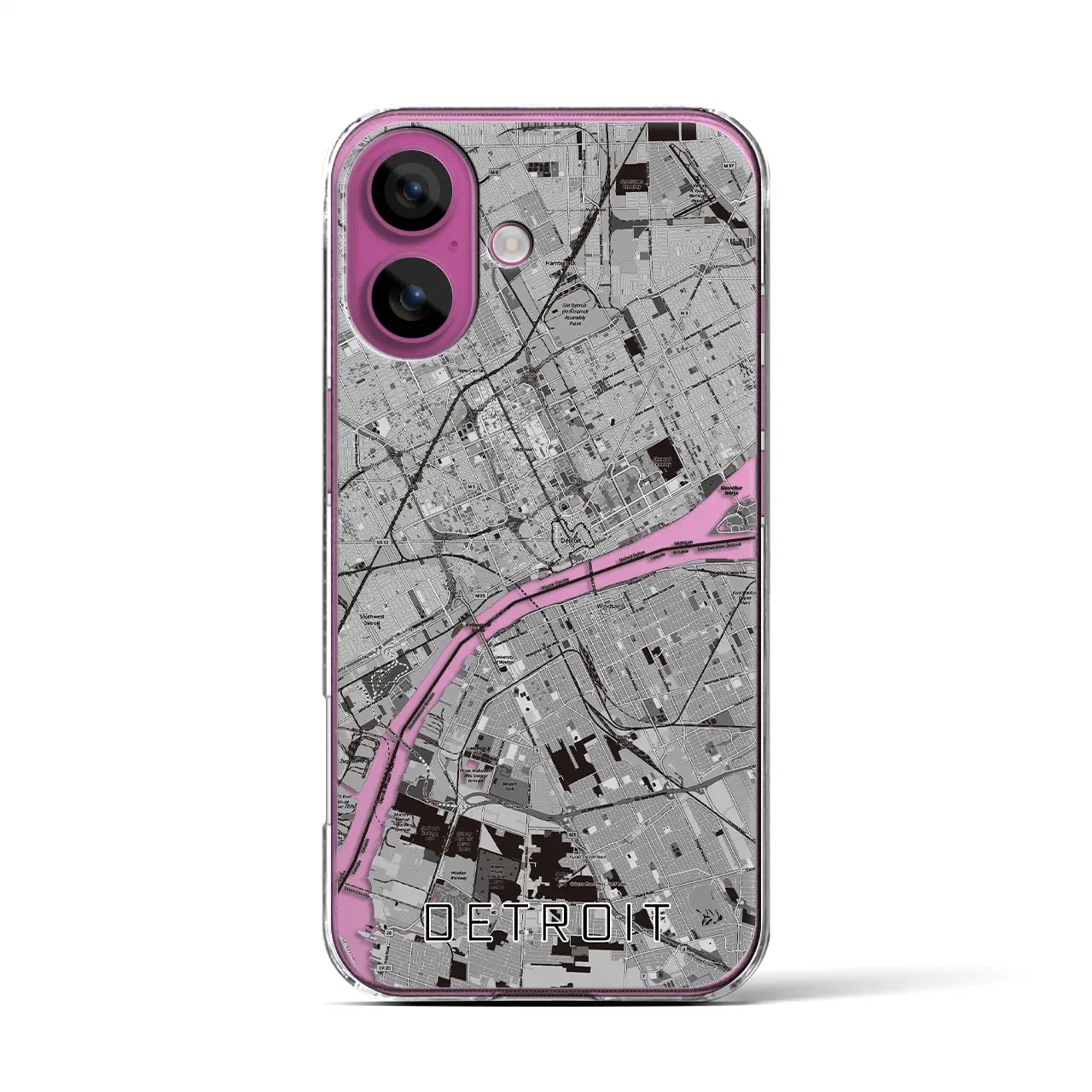 【デトロイト（アメリカ）】地図柄iPhoneケース（クリアタイプ）