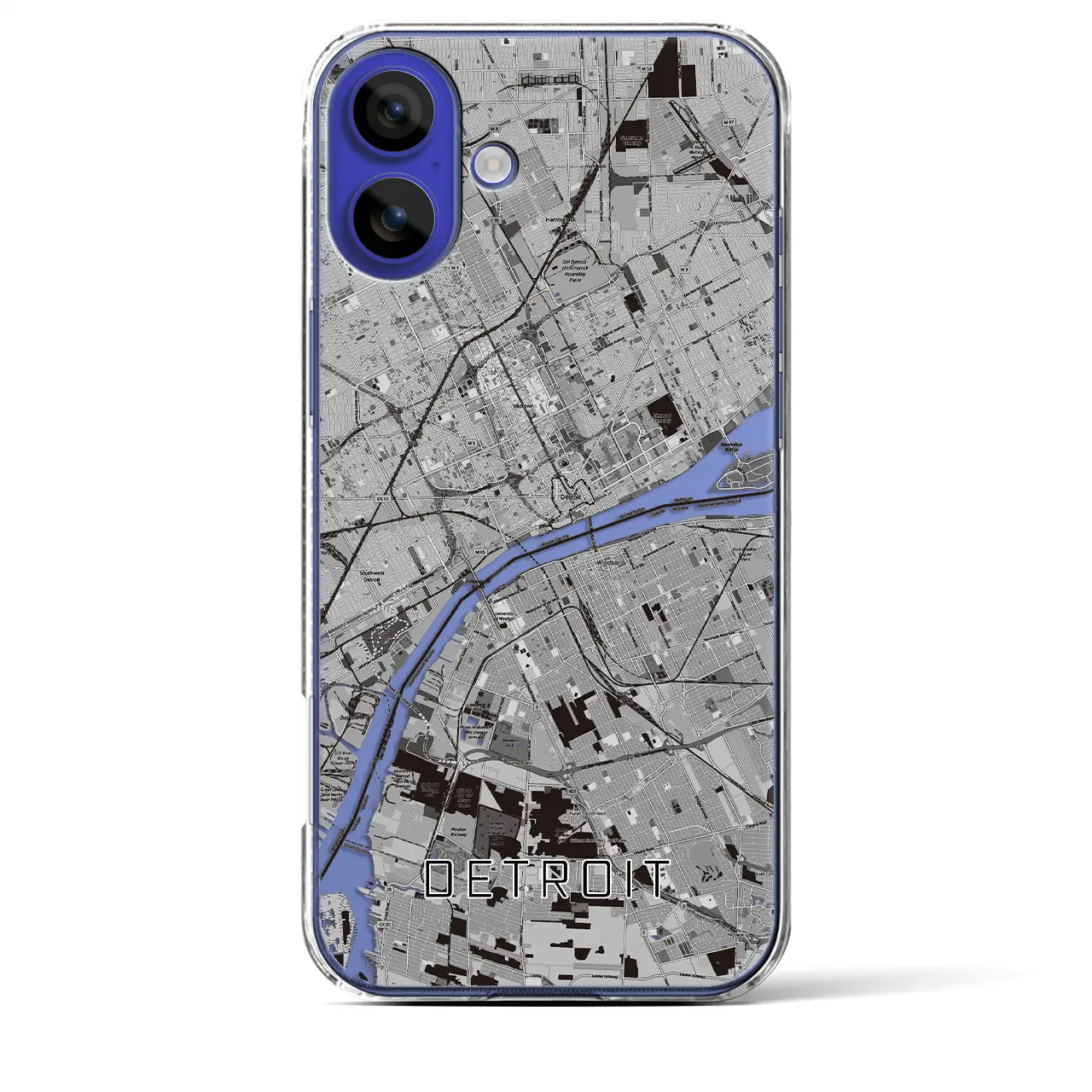 【デトロイト（アメリカ）】地図柄iPhoneケース（クリアタイプ）