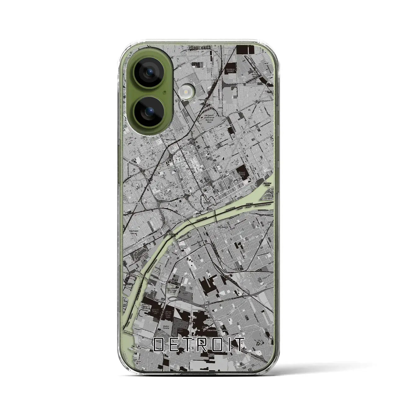 【デトロイト（アメリカ）】地図柄iPhoneケース（クリアタイプ）