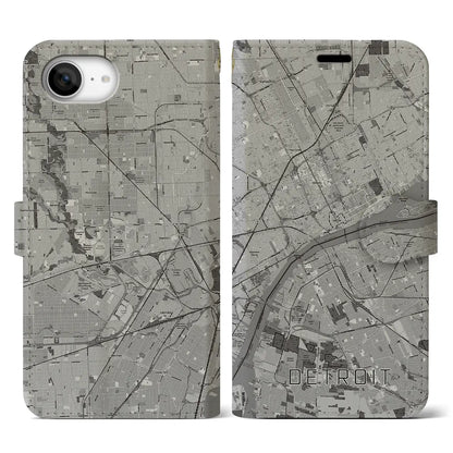 【デトロイト（アメリカ）】地図柄iPhoneケース（手帳タイプ）