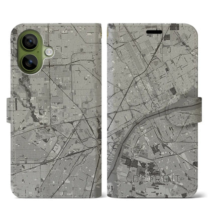 【デトロイト（アメリカ）】地図柄iPhoneケース（手帳タイプ）