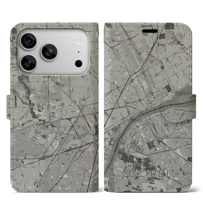 【デトロイト（アメリカ）】地図柄iPhoneケース（手帳タイプ）