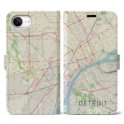 【デトロイト（アメリカ）】地図柄iPhoneケース（手帳タイプ）