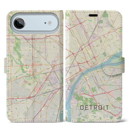 【デトロイト（アメリカ）】地図柄iPhoneケース（手帳タイプ）