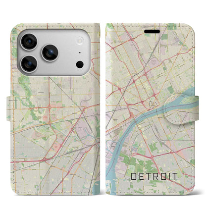 【デトロイト（アメリカ）】地図柄iPhoneケース（手帳タイプ）
