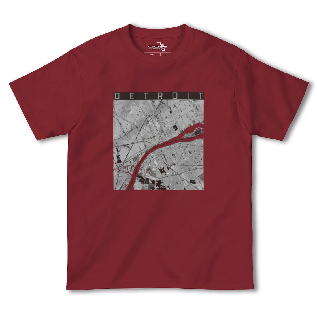 【デトロイト（アメリカ）】地図柄ヘビーウェイトTシャツ
