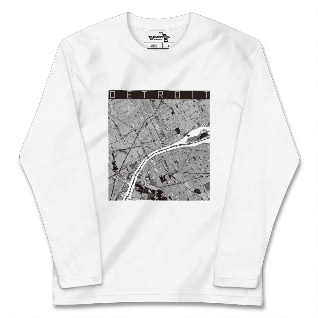 【デトロイト(アメリカ)】地図柄ロングスリーブTシャツ