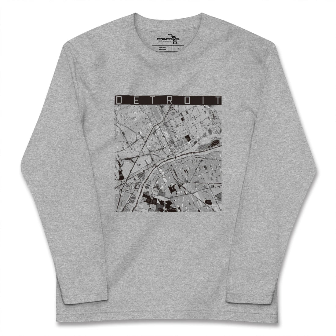 【デトロイト（アメリカ）】地図柄ロングスリーブTシャツ
