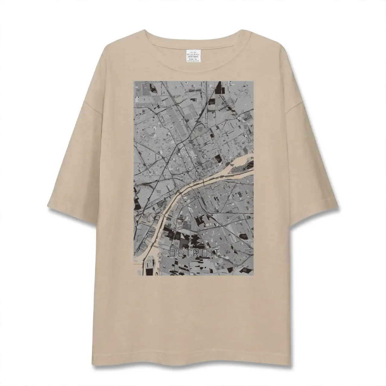 【デトロイト（アメリカ）】地図柄ビッグシルエットTシャツ