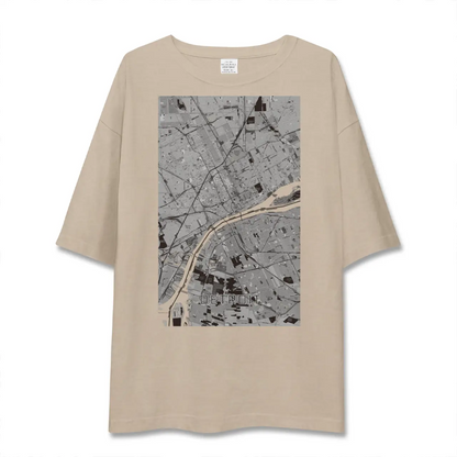 【デトロイト（アメリカ）】地図柄ビッグシルエットTシャツ