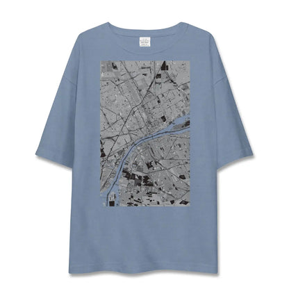 【デトロイト（アメリカ）】地図柄ビッグシルエットTシャツ