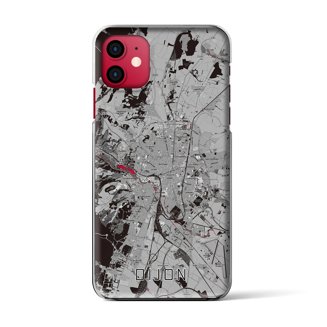 【ディジョン（フランス）】地図柄iPhoneケース（クリアタイプ）