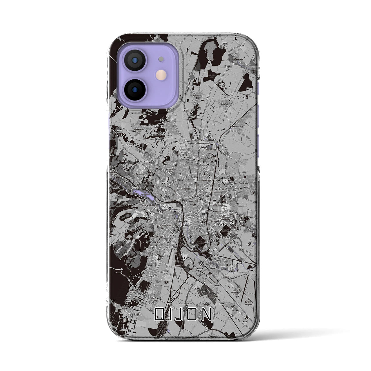 【ディジョン（フランス）】地図柄iPhoneケース（クリアタイプ）