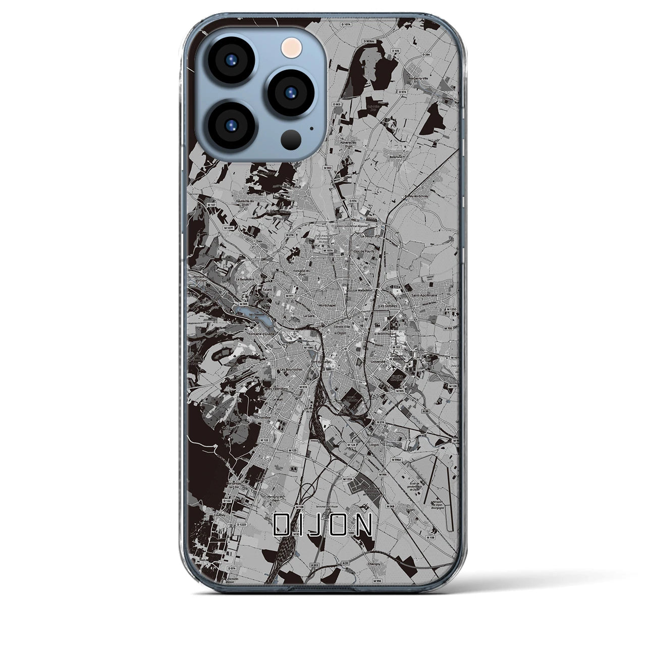 【ディジョン（フランス）】地図柄iPhoneケース（クリアタイプ）