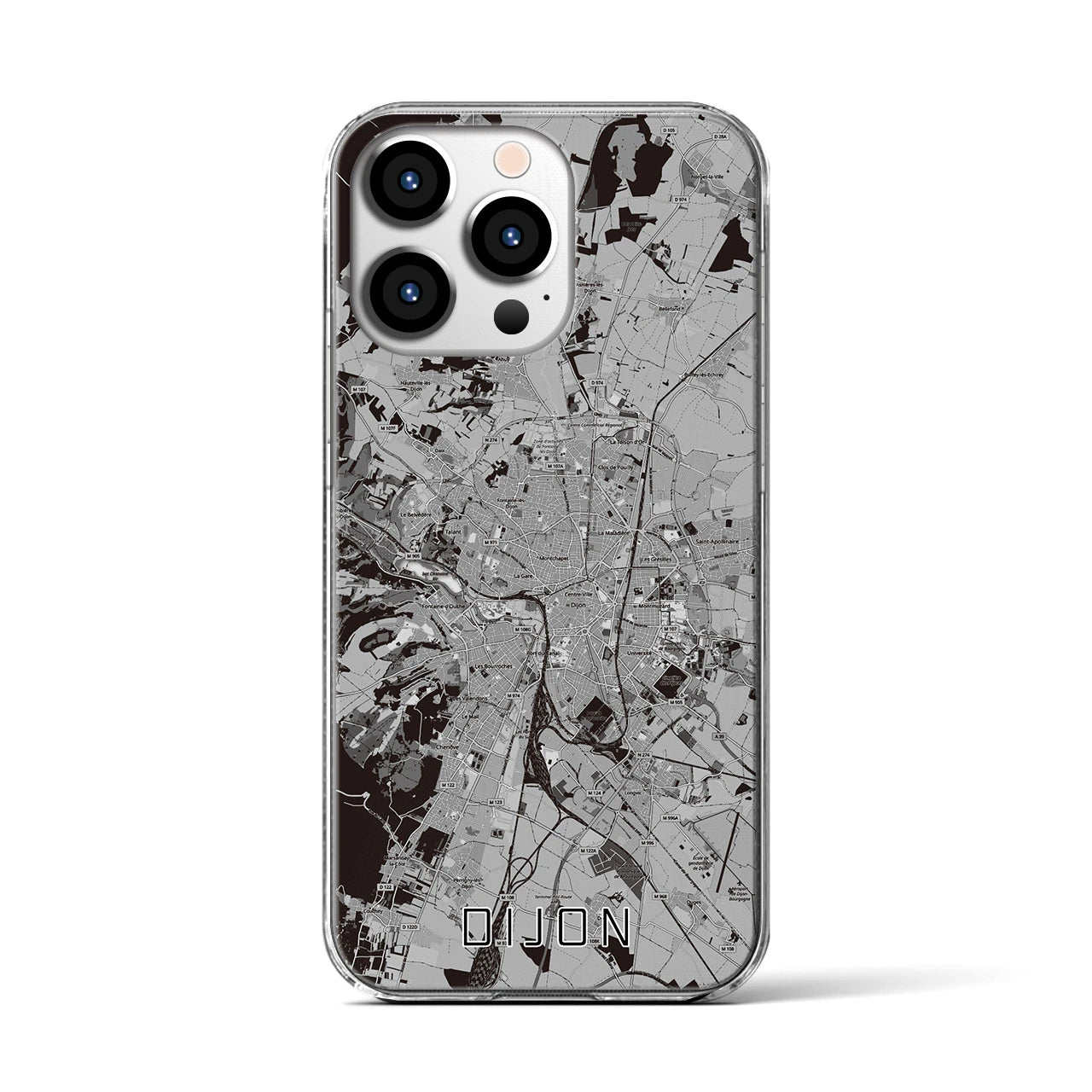 【ディジョン（フランス）】地図柄iPhoneケース（クリアタイプ）