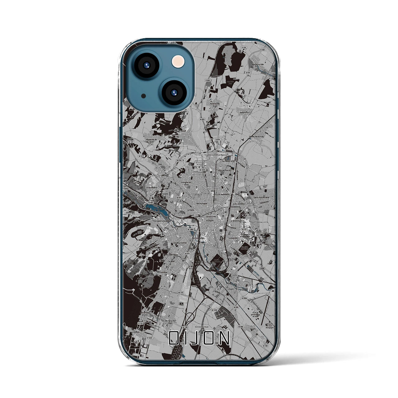 【ディジョン（フランス）】地図柄iPhoneケース（クリアタイプ）