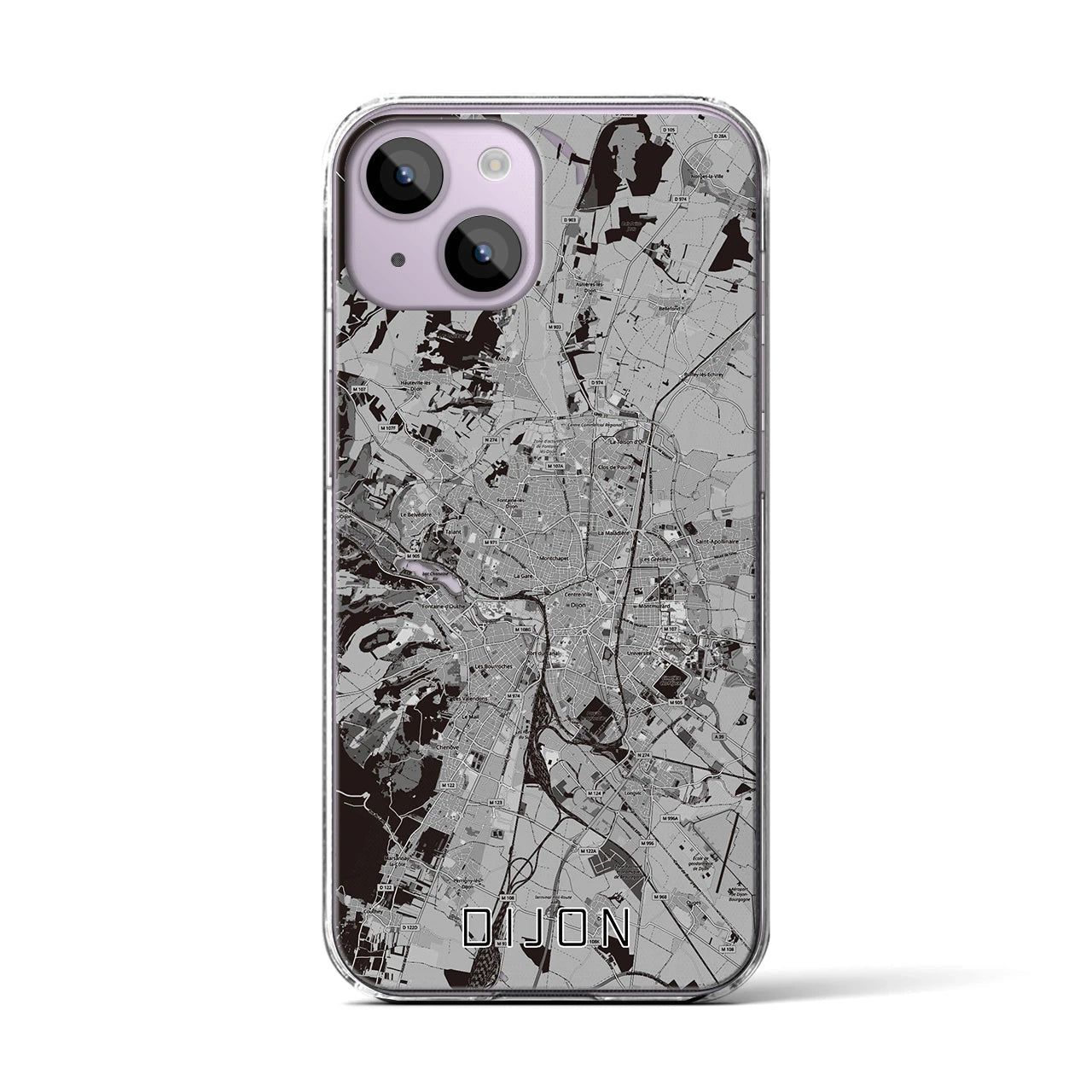 【ディジョン（フランス）】地図柄iPhoneケース（クリアタイプ）