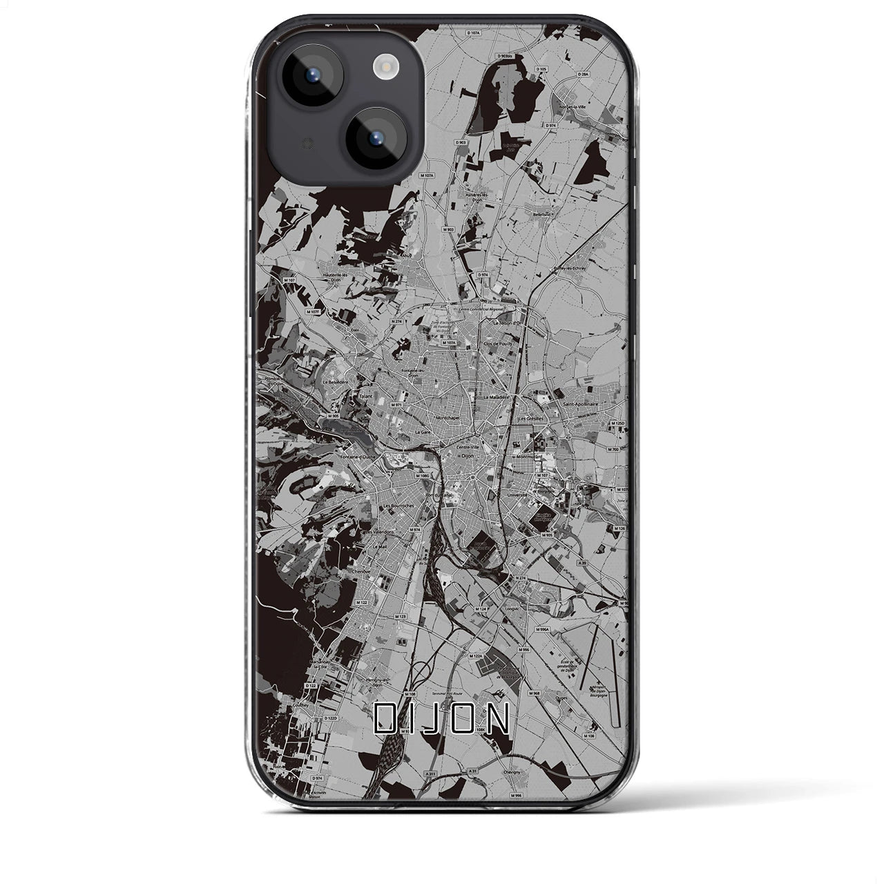 【ディジョン（フランス）】地図柄iPhoneケース（クリアタイプ）