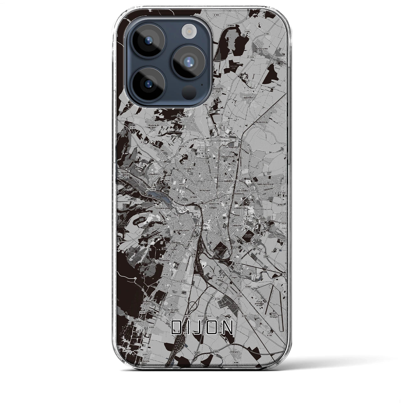 【ディジョン（フランス）】地図柄iPhoneケース（クリアタイプ）