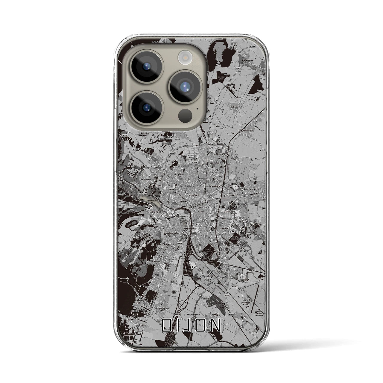【ディジョン（フランス）】地図柄iPhoneケース（クリアタイプ）