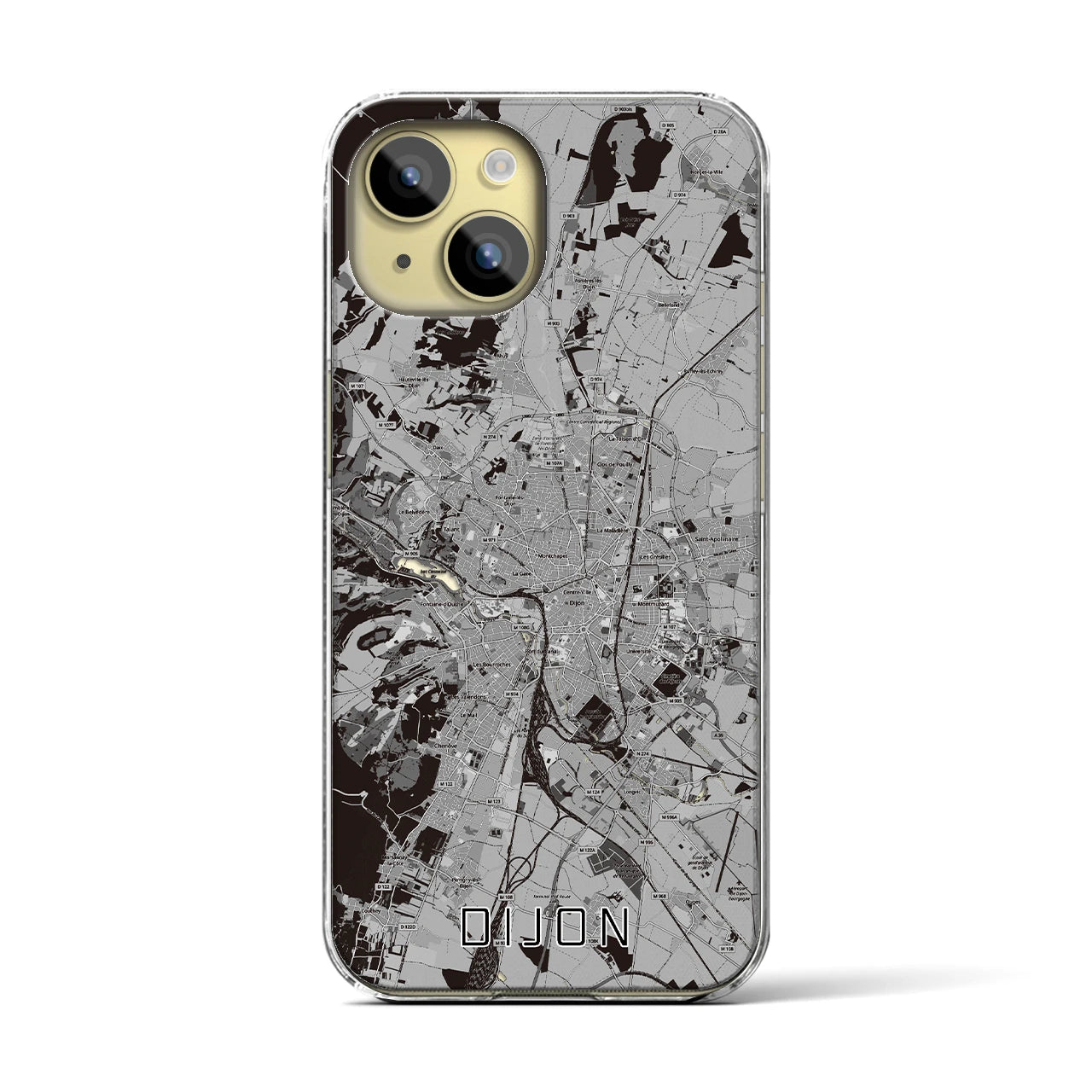 【ディジョン（フランス）】地図柄iPhoneケース（クリアタイプ）