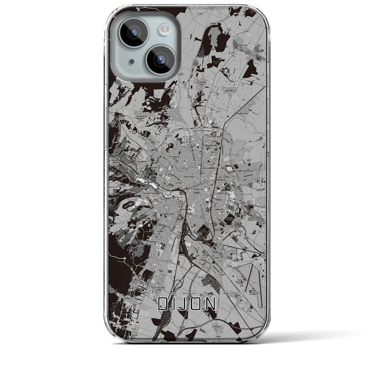 【ディジョン（フランス）】地図柄iPhoneケース（クリアタイプ）