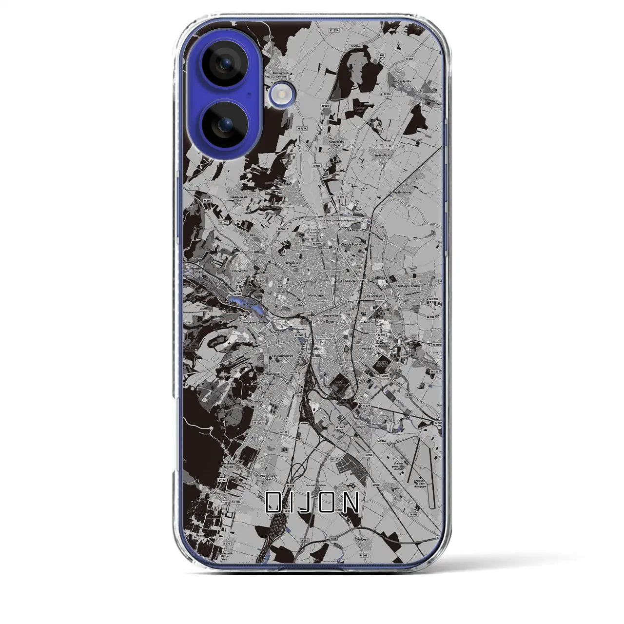 【ディジョン（フランス）】地図柄iPhoneケース（クリアタイプ）