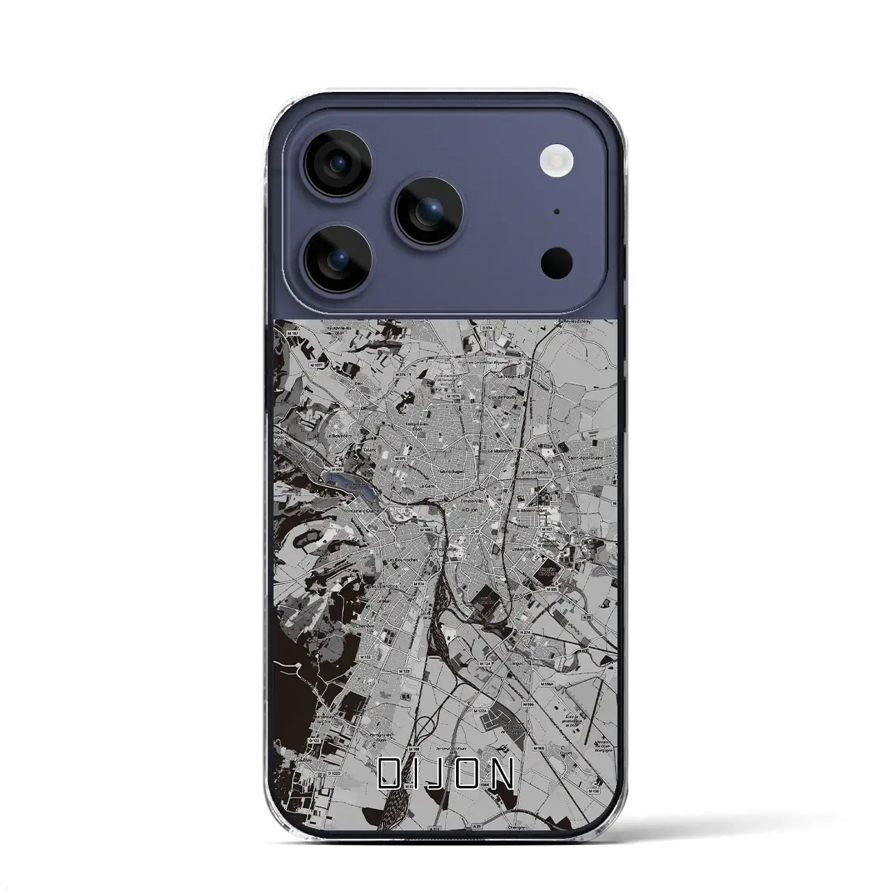 【ディジョン（フランス）】地図柄iPhoneケース（クリアタイプ）モノトーン・iPhone 17 Pro Max 用