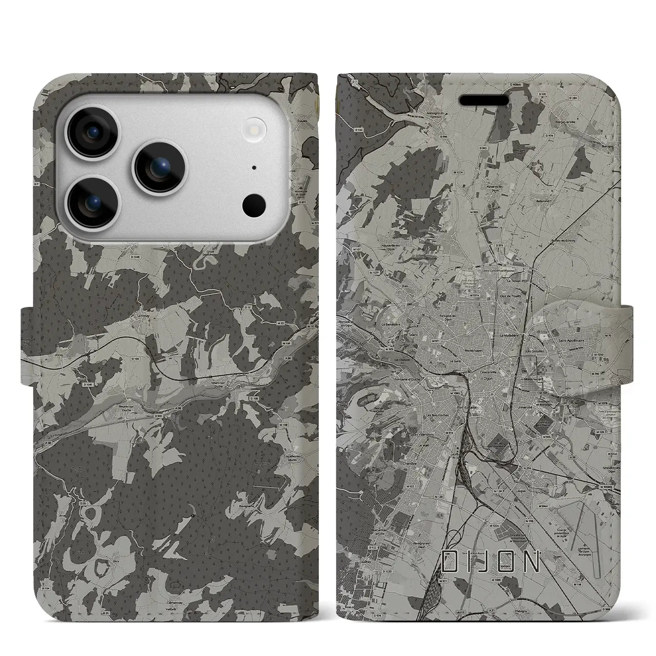 【ディジョン（フランス）】地図柄iPhoneケース（手帳タイプ）