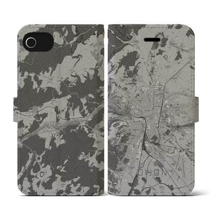 【ディジョン（フランス）】地図柄iPhoneケース（手帳タイプ）モノトーン・iPhone SE（第3 / 第2世代） / 8 / 7 / 6s / 6 用