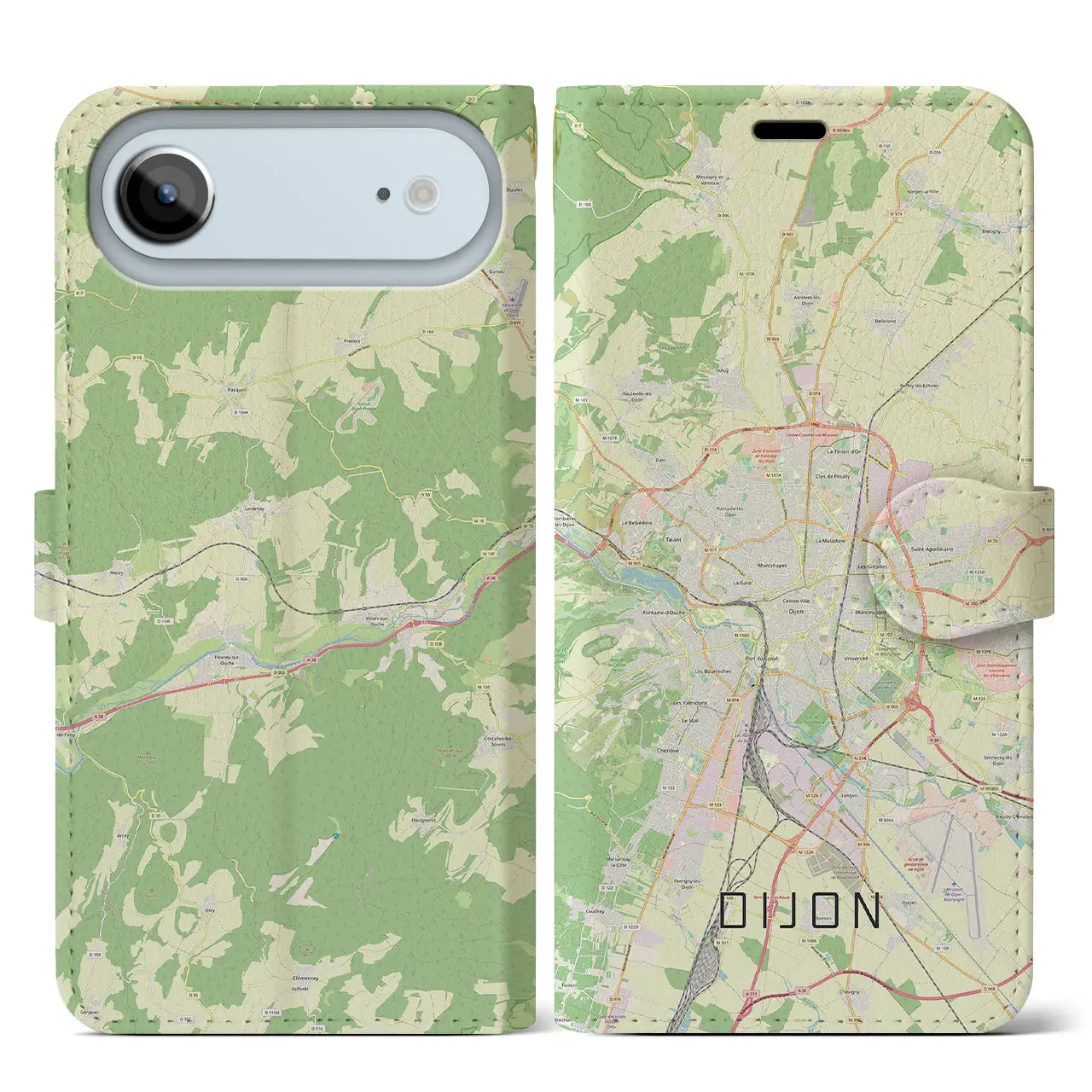 【ディジョン（フランス）】地図柄iPhoneケース（手帳タイプ）