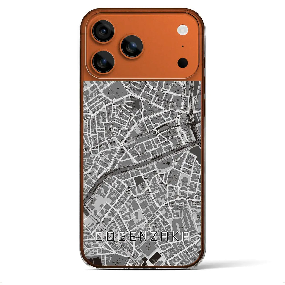 【道玄坂（東京都）】地図柄iPhoneケース（クリアタイプ）モノトーン・iPhone 17 Pro Max 用
