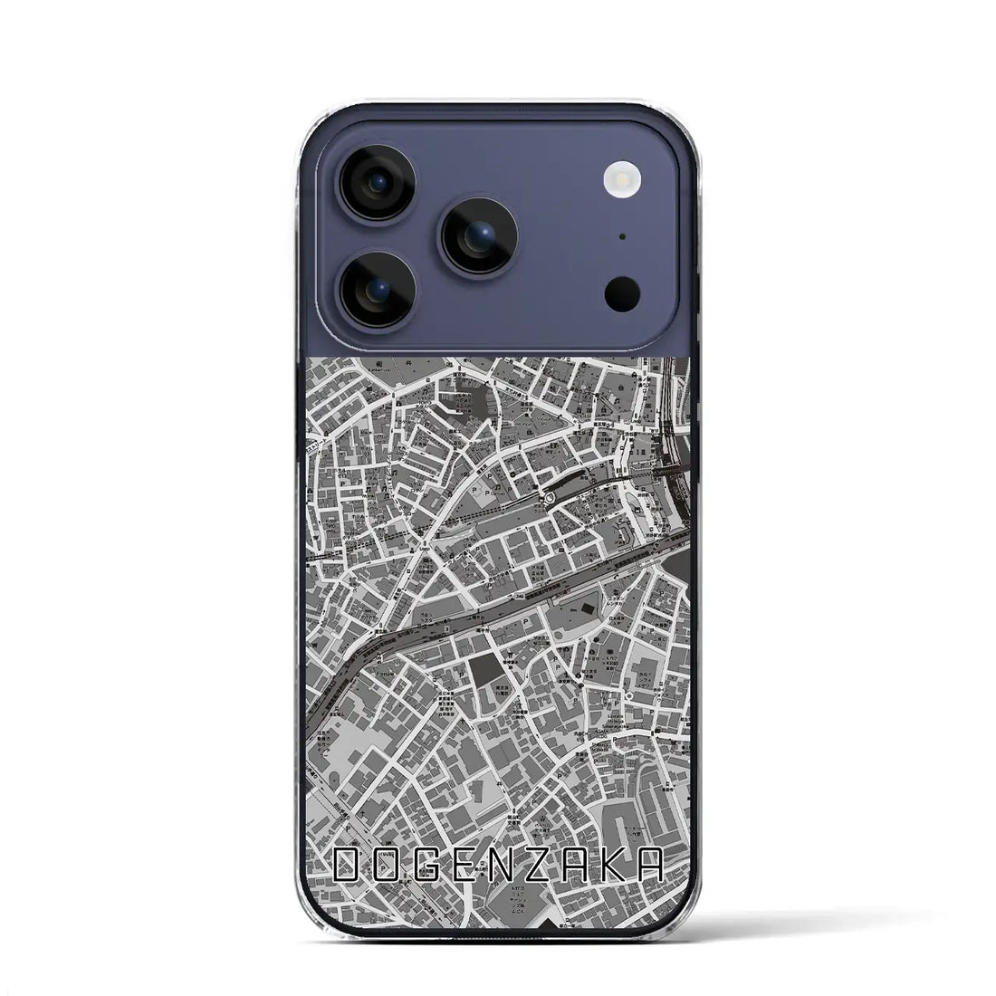 【道玄坂(東京都)】地図柄iPhoneケース(クリアタイプ)モノトーン・iPhone 17 Pro Max 用