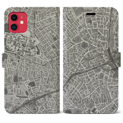 【道玄坂（東京都）】地図柄iPhoneケース（手帳タイプ）モノトーン・iPhone 11 用