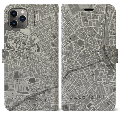 【道玄坂（東京都）】地図柄iPhoneケース（手帳タイプ）モノトーン・iPhone 11 Pro Max 用