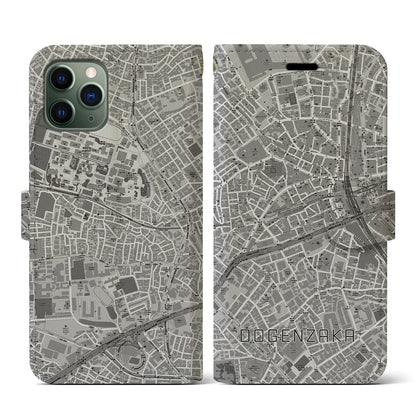 【道玄坂（東京都）】地図柄iPhoneケース（手帳タイプ）モノトーン・iPhone 11 Pro 用