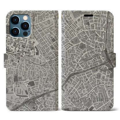 【道玄坂（東京都）】地図柄iPhoneケース（手帳タイプ）モノトーン・iPhone 12 / 12 Pro 用