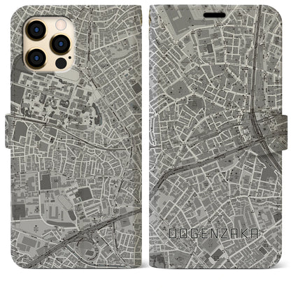 【道玄坂（東京都）】地図柄iPhoneケース（手帳タイプ）モノトーン・iPhone 12 Pro Max 用