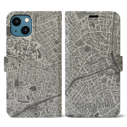 【道玄坂（東京都）】地図柄iPhoneケース（手帳タイプ）モノトーン・iPhone 13 用
