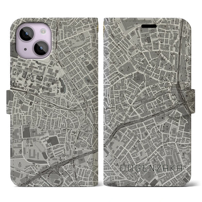 【道玄坂（東京都）】地図柄iPhoneケース（手帳タイプ）モノトーン・iPhone 14 用