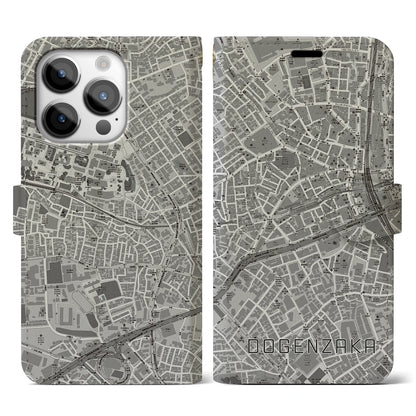 【道玄坂（東京都）】地図柄iPhoneケース（手帳タイプ）モノトーン・iPhone 14 Pro 用