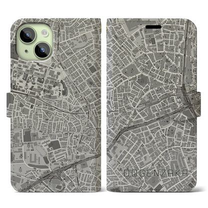 【道玄坂（東京都）】地図柄iPhoneケース（手帳タイプ）モノトーン・iPhone 15 用