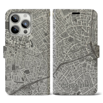 【道玄坂（東京都）】地図柄iPhoneケース（手帳タイプ）モノトーン・iPhone 15 Pro 用