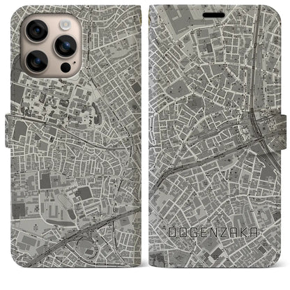 【道玄坂（東京都）】地図柄iPhoneケース（手帳タイプ）モノトーン・iPhone 16 Plus 用