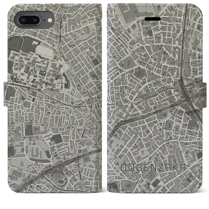 【道玄坂（東京都）】地図柄iPhoneケース（手帳タイプ）モノトーン・iPhone 8Plus /7Plus / 6sPlus / 6Plus 用