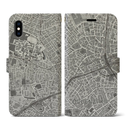 【道玄坂（東京都）】地図柄iPhoneケース（手帳タイプ）モノトーン・iPhone XS / X 用