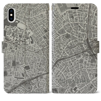 【道玄坂（東京都）】地図柄iPhoneケース（手帳タイプ）モノトーン・iPhone XS Max 用