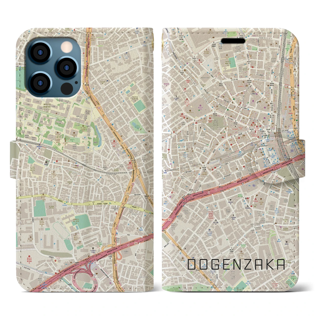 【道玄坂（東京都）】地図柄iPhoneケース（手帳タイプ）