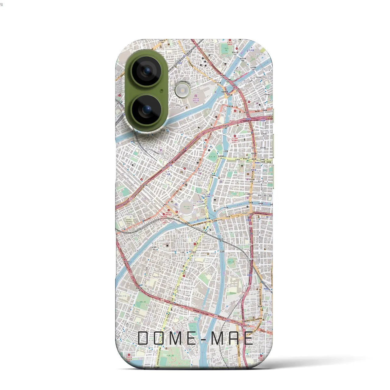 【ドーム前（大阪府）】地図柄iPhoneケース（バックカバータイプ）